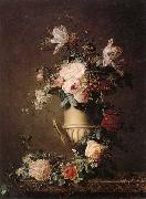 unknow artist A Still life of various flowers in a sculpted urn,resting on a marble-topped table France oil painting artist